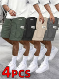 Men's Large-Pocket Workwear Shorts 4-Pack, Casual Athletic Fit