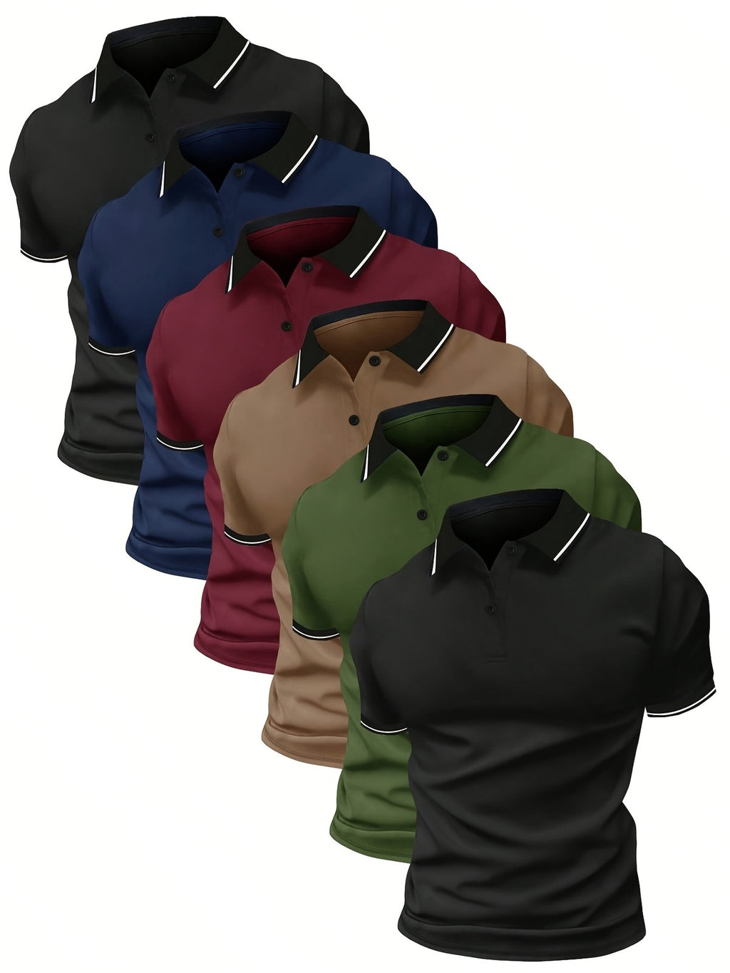 Men's 6-Pack Short Sleeve Polo Shirts - Golf, Sports & Casual