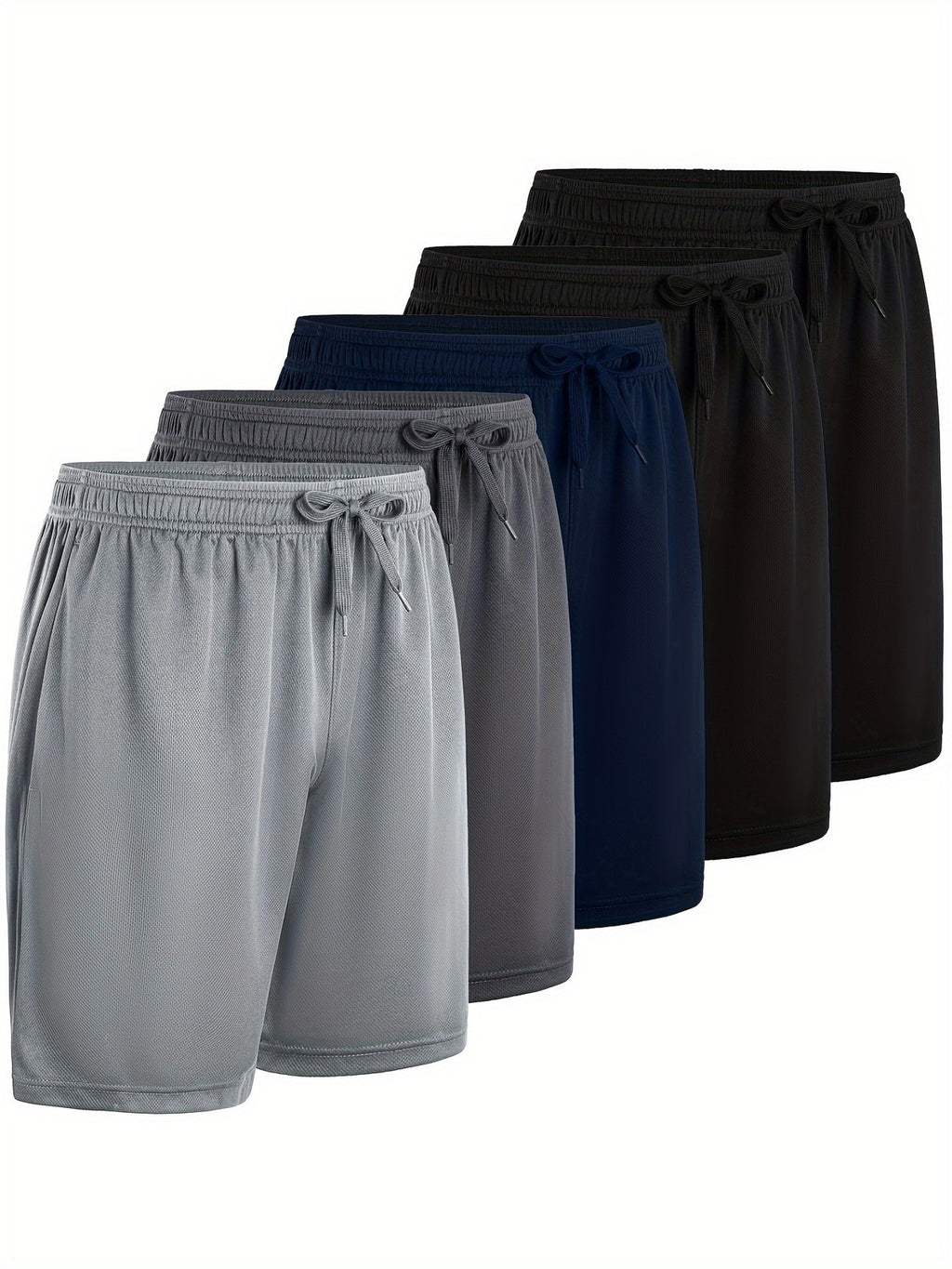 Men's 5-Pack Lightweight Athletic Shorts with Drawstring and Pockets