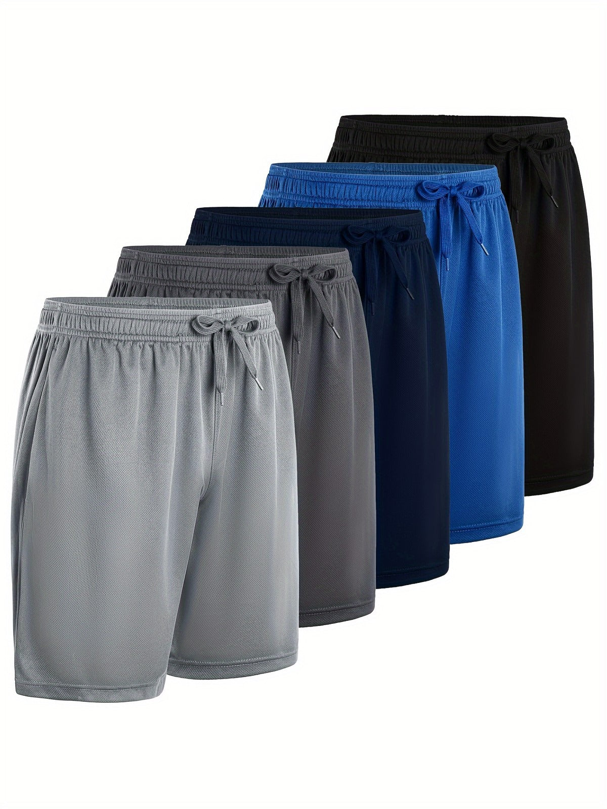 Men's 5-Pack Lightweight Athletic Shorts with Drawstring and Pockets