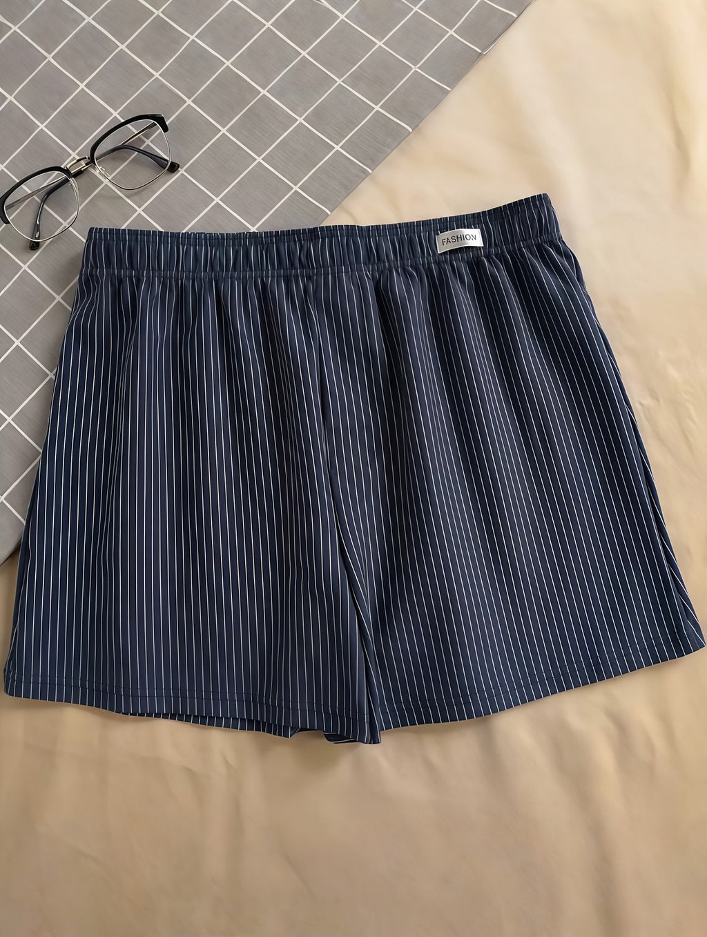 Men's Striped Boxer Shorts 4-Pack, Loose Fit Cotton Lounge Underwear