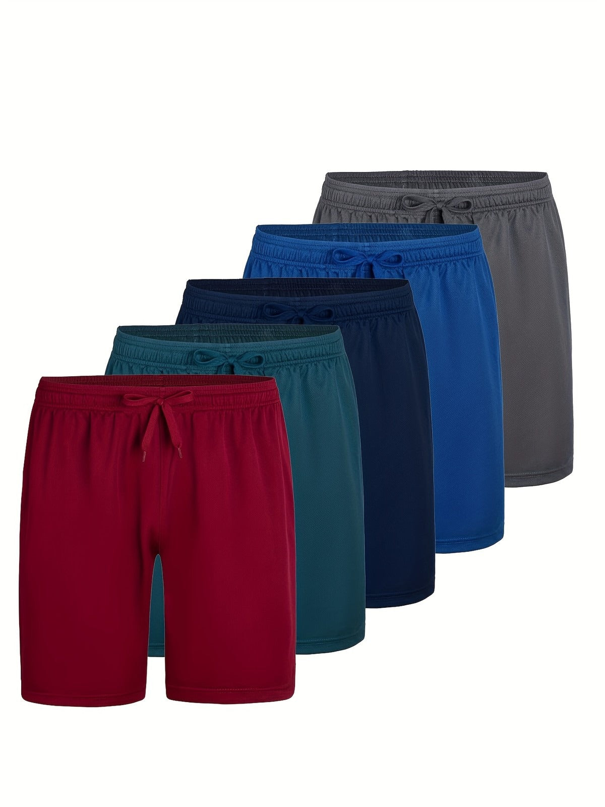 Men's 5-Pack Lightweight Athletic Shorts with Drawstring and Pockets