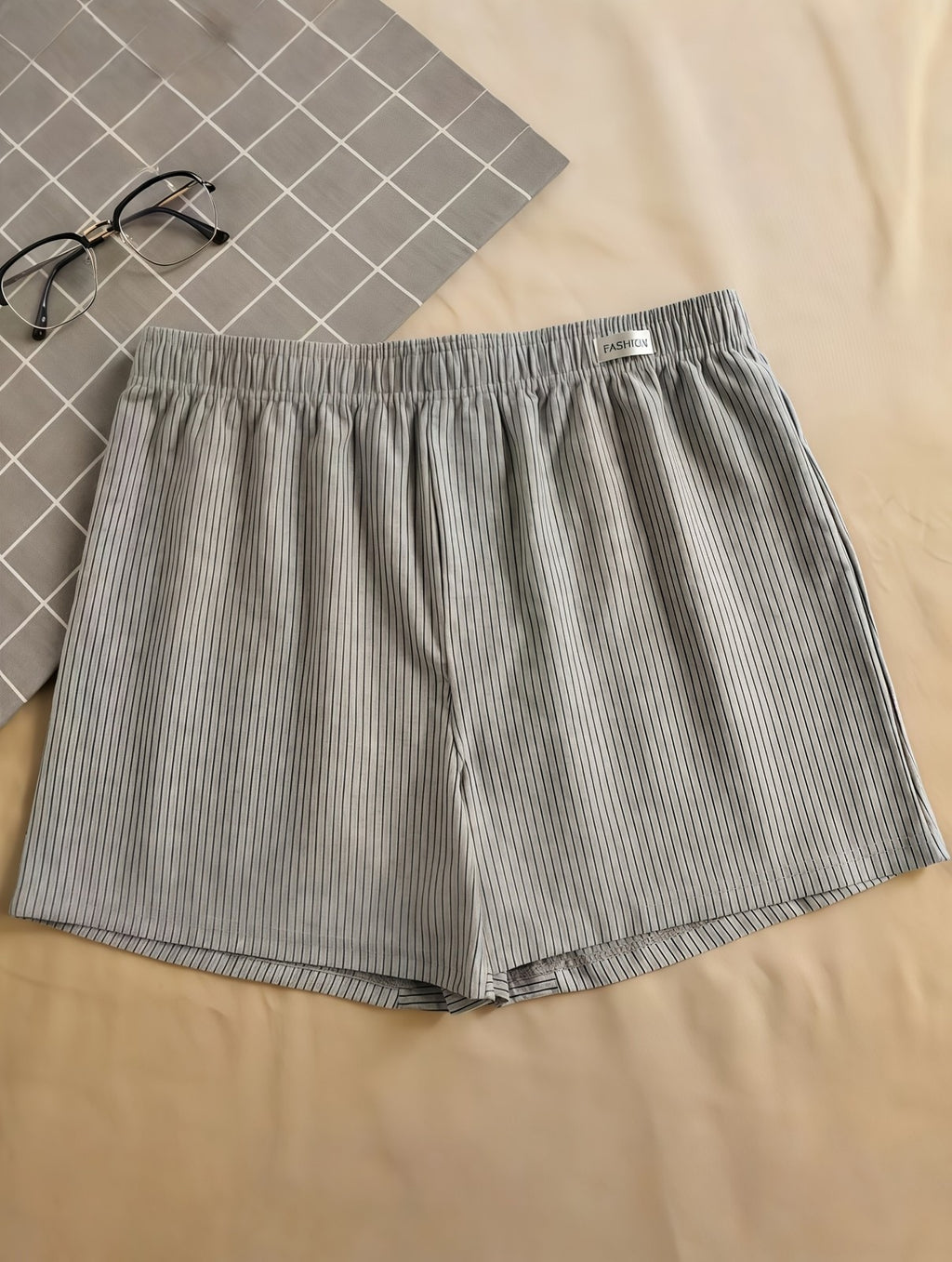 Men's Striped Boxer Shorts 4-Pack, Loose Fit Cotton Lounge Underwear