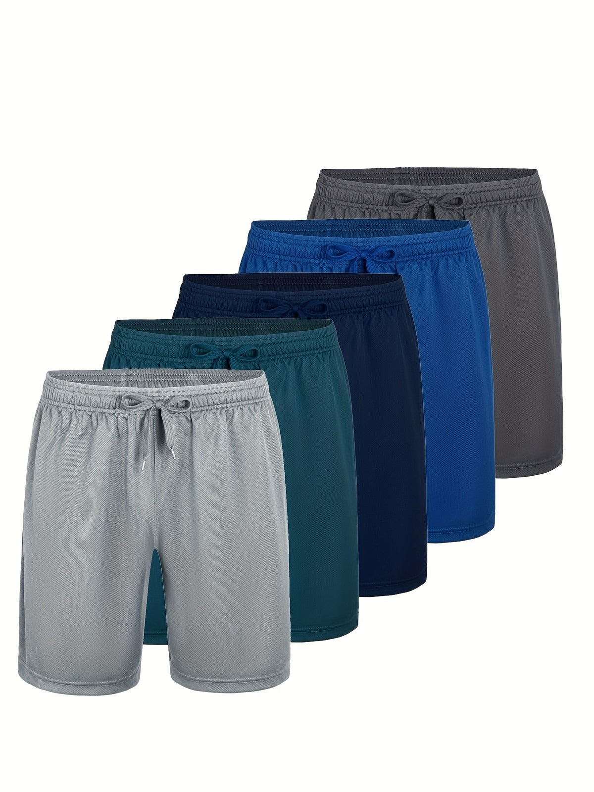 Men's 5-Pack Lightweight Athletic Shorts with Drawstring and Pockets