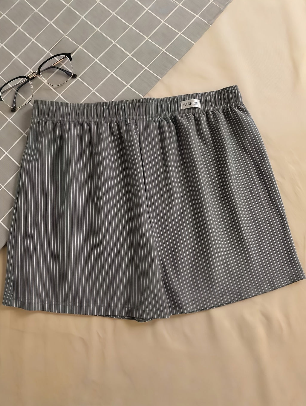 Men's Striped Boxer Shorts 4-Pack, Loose Fit Cotton Lounge Underwear