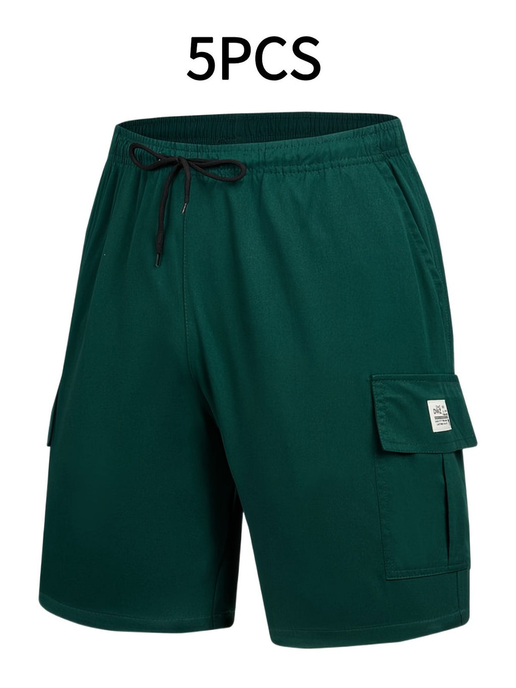 Men's Drawstring Cargo Work Shorts 5-Pack in Mixed Colors