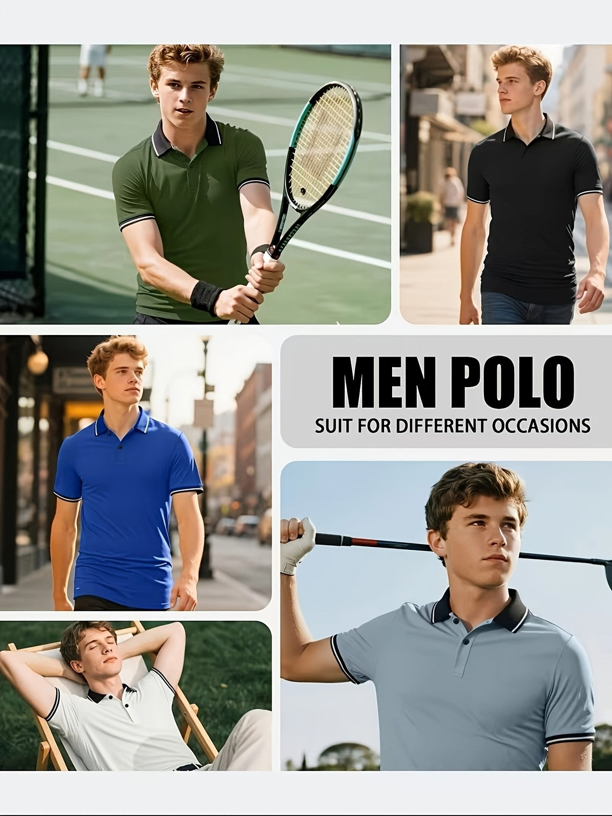 Men's 6-Pack Short Sleeve Polo Shirts - Golf, Sports & Casual