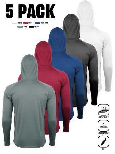 Men's 5-Pack Hooded Sweatshirts, Long Sleeve Casual Hoodies in Assorted Colors