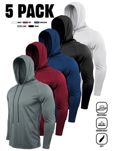 Men's 5-Pack Hooded Sweatshirts, Long Sleeve Casual Hoodies in Assorted Colors