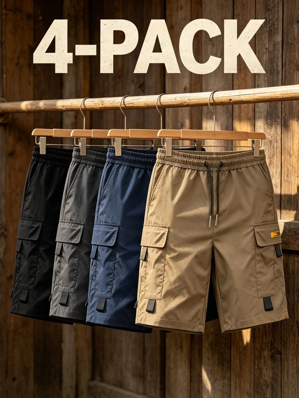 Quick-Dry Multi-Pocket Cargo Shorts 4-Pack for Men