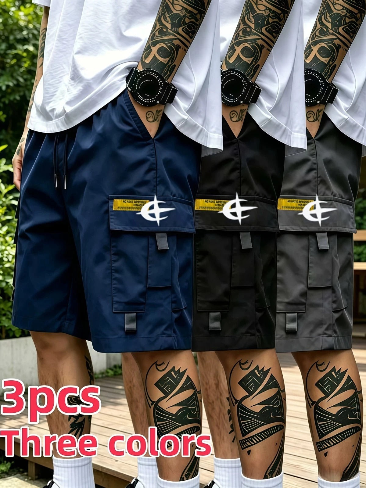 Multi-Pocket Cargo Shorts 3-Pack for Men