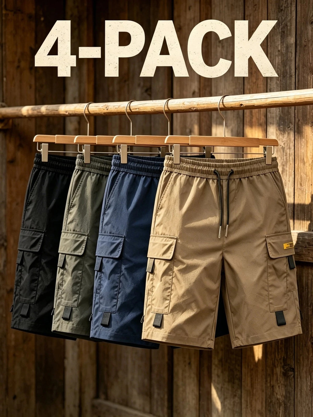Quick-Dry Multi-Pocket Cargo Shorts 4-Pack for Men
