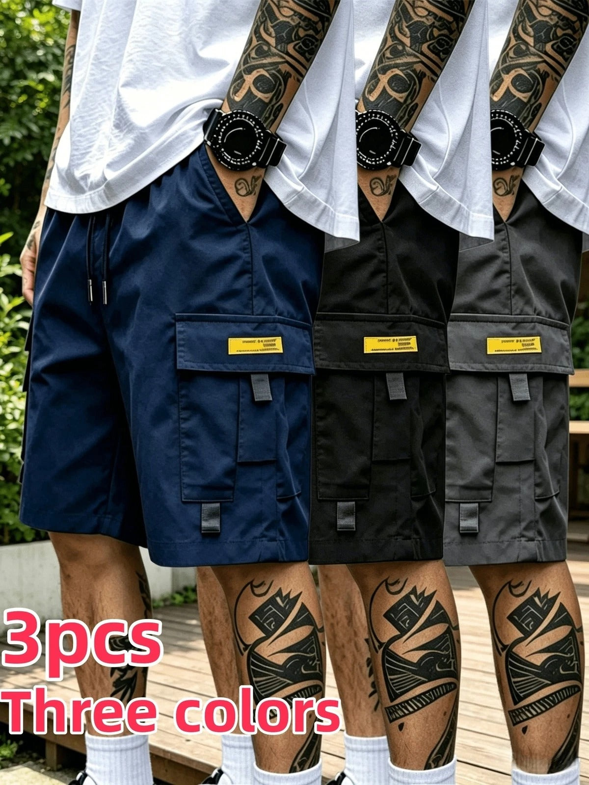 Multi-Pocket Cargo Shorts 3-Pack for Men