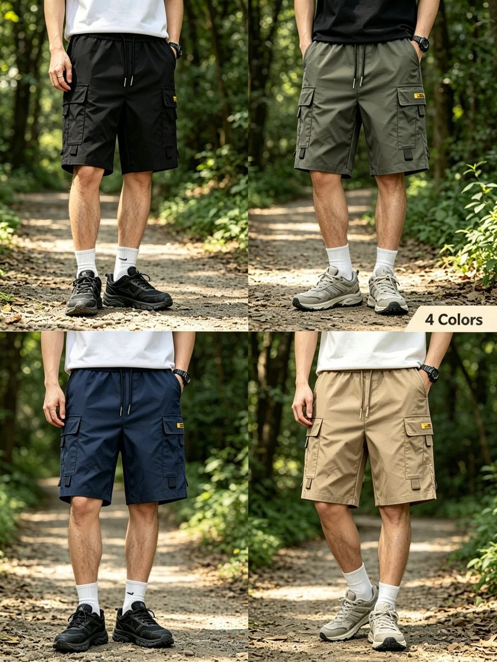 Quick-Dry Multi-Pocket Cargo Shorts 4-Pack for Men