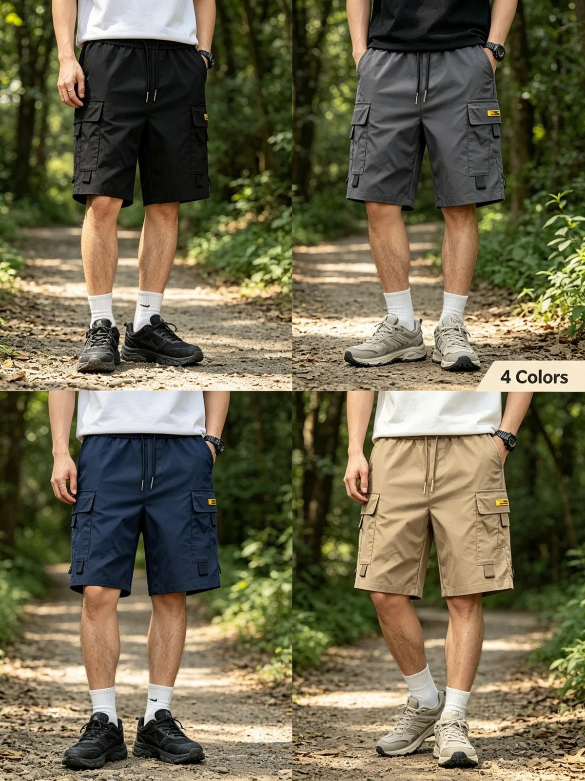 Quick-Dry Multi-Pocket Cargo Shorts 4-Pack for Men