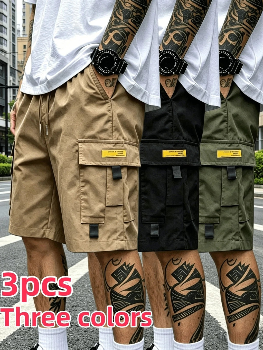 Multi-Pocket Cargo Shorts 3-Pack for Men