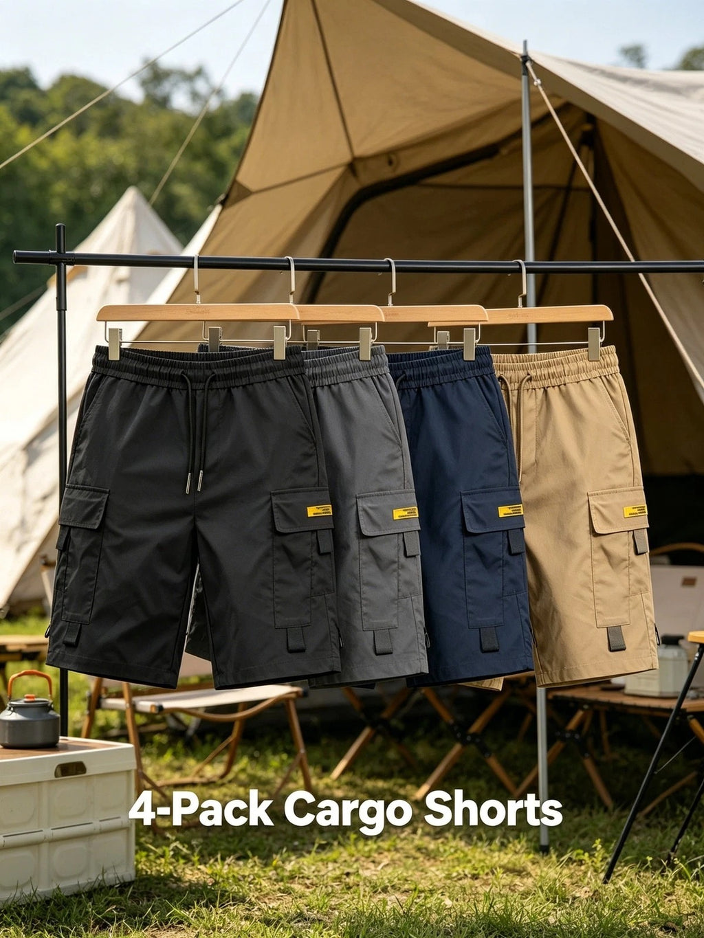Quick-Dry Multi-Pocket Cargo Shorts 4-Pack for Men